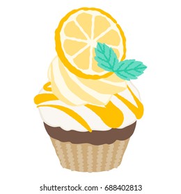 vector illustration of a cupcake with simple touch