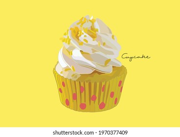 Vector Illustration of  Cupcake with Yellow Nuts