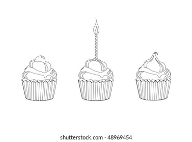 A vector illustration of cupcakes.