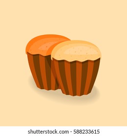 Vector illustration of cupcakes without the cream.