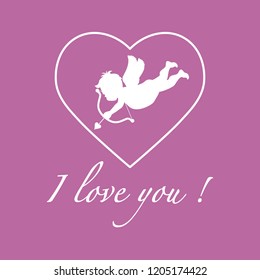 Vector illustration with cupid archery. Love symbol. Valentine's Day. Design for party card, banner, poster or print.