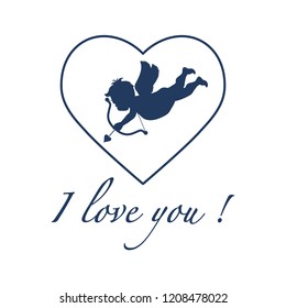 Vector illustration with cupid archery. Love symbol. Valentine's Day. Design for party card, banner, poster or print.