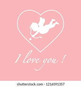 Vector illustration with cupid archery. Love symbol. Valentine's Day. Design for party card, banner, poster or print.