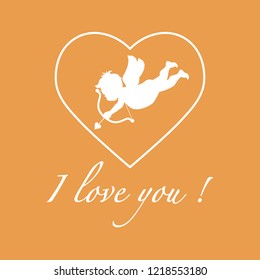 Vector illustration with cupid archery. Love symbol. Valentine's Day. Design for party card, banner, poster or print.