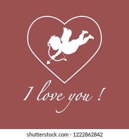 Vector illustration with cupid archery. Love symbol. Valentine's Day. Design for party card, banner, poster or print.
