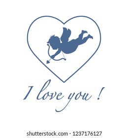 Vector illustration with cupid archery. Love symbol. Valentine's Day. Design for party card, banner, poster or print.