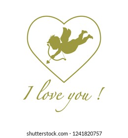 Vector illustration with cupid archery. Love symbol. Valentine's Day. Design for party card, banner, poster or print.