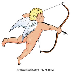 Vector illustration cupid with an arrow on white
