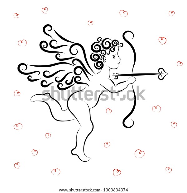 Vector Illustration Cupid Bow Arrow Form Stock Vector Royalty