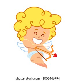 Vector illustration of Cupid, he is shooting an arrow with his bow