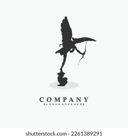 vector illustration of Cupid logo design, Cupid silhouette
