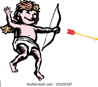 Vector illustration of Cupid shooting arrows