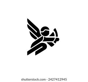 Vector illustration of cupid shooting with a bow