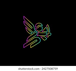 Ilustración vectorial de tiro cupido con un arco	