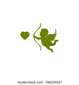 Vector illustration: cupid shoots a bow. Love symbol. Design for banner, poster or print.