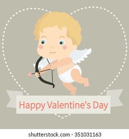 Vector illustration .Cupid. Valentine's Day card