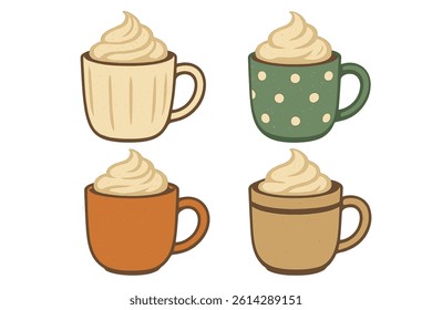 Vector illustration of cups with christmass foam