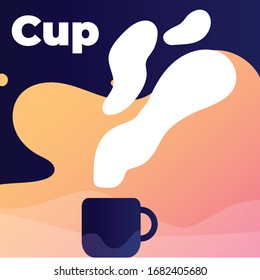 Vector illustration Cups on the table with which steam is coming with abstract background