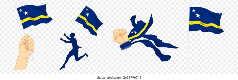 Vector illustration of Curacao flag composition on transparent background