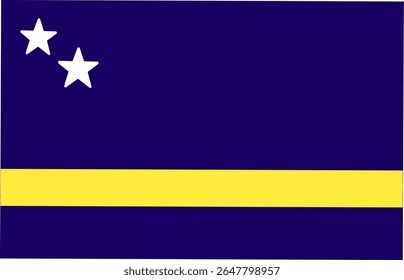 Vector illustration of curacao flag. Rectangular national flag of curacao.  