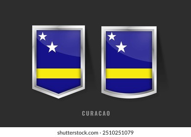 Vektorgrafik des CURACAO Label Logos. CURACAO Schild CURACAO mit Flagge, Curacaoan Produkt-Label Banner Vorlage.