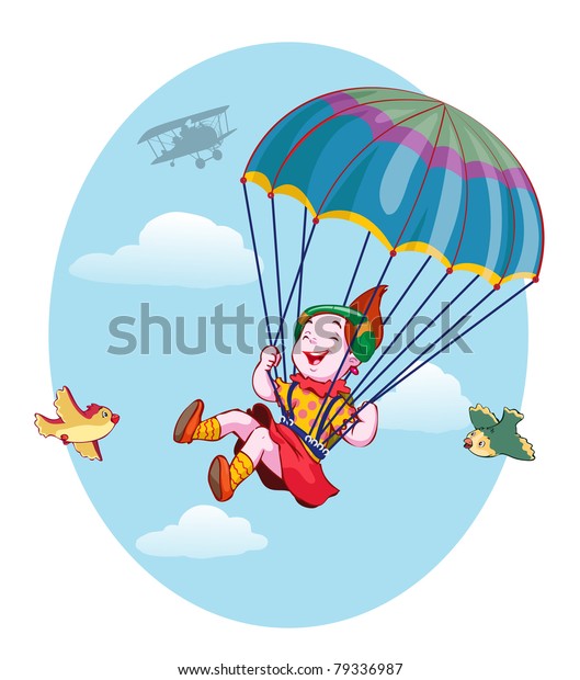 Vector Illustration Cure Girl Parachute Card Stock Vector Royalty Free