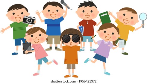 Vector illustration of curious children.