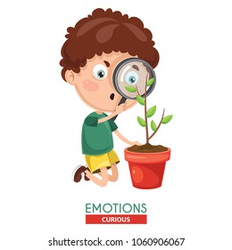 Vector Illustration Of Curious Kid Emotion