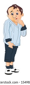 Vector illustration of curious man contemplating.