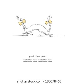 Vector illustration of a curious shy little girl hiding her face, isolated on white, in a doodle style