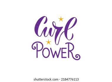 Vector illustration of Curl Power text for t-shirt, logotype, packaging, cosmetics,cover, banner, poster, decoration, postcard. Curl Power calligraphy background. Curl Power lettering. EPS 10.