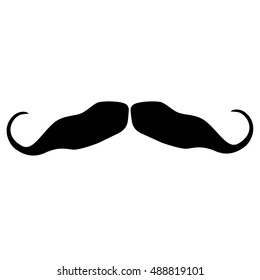 Vector illustration curly black mustache. Retro mustache icon. Moustache