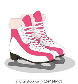 vector illustration of curly female pink skates on white background
