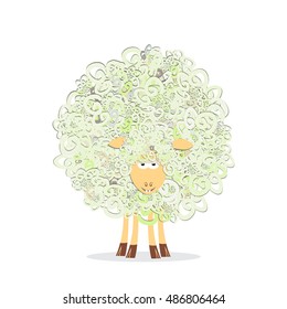 Vector illustration of curly fluffy sheep