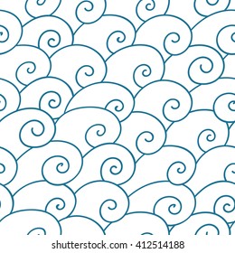 Vector illustration with curly waves. Abstract ornament with spirals. 