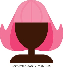 Vector illustration of a curly wig. Fake hair. Wig for cosplays and costumes.