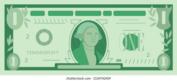 Vector illustration of Currency Bank Note. Bill One Dollar Banknote Isolated on a White Background Symbol of American Paper Money . 