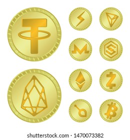 Vector illustration of currency and bitcoin symbol. Collection of currency and internet vector icon for stock.