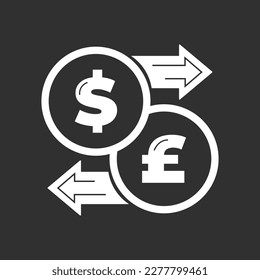 Vector illustration. Currency exchange. Money conversion. Dollar to pound icon isolated. Dollar to pound exchange icon with arrow USD GBP