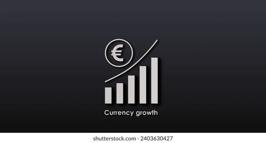 Ilustración vectorial. Concepto de crecimiento monetario. Finanzas, economía, comercio e inversión, euro. Afiche o cartel del sitio.