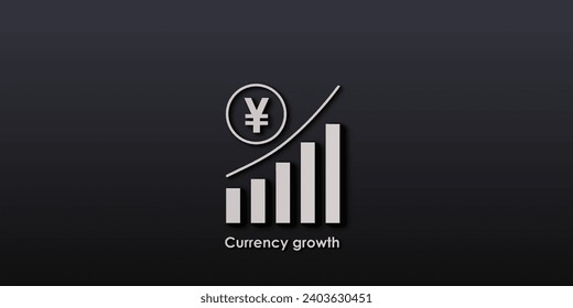Vector illustration. Currency growth concept. Finance, Economics, Trade and Investment, Yen. Poster or banner for the site.