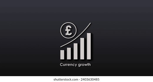 Ilustración vectorial. Concepto de crecimiento monetario. Finanzas, economía, comercio e inversión,   Libra esterlina. Afiche o cartel del sitio.