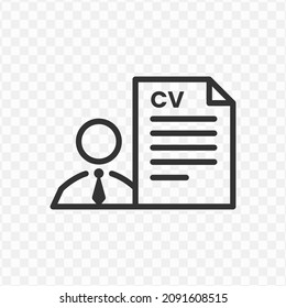 Vector illustration of curriculum vitae icon in dark color and transparent background(png).