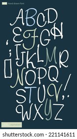 vector illustration of cursive alphabet on a dark background