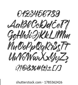 ロシア語アルファベットの手書きのベクトル文字セット 分離型背景に黒いブラシ文字 手書きの現代の書道 はがき ポスター グリーティングカード 漫画 漫画の銘文 のベクター画像素材 ロイヤリティフリー