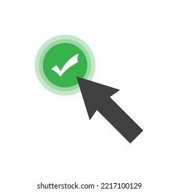 Ilustración vectorial de la pulsación del cursor de acuerdo con símbolo y signo de icono. iconos coloreados para el diseño de sitios web .Diseño simple sobre fondo blanco.