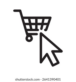 vector illustration of a cursor clicking an "Add to Cart" button on an online shopping cart. Perfect for websites, apps and marketing materials related to e-commerce and digital shopping experiences