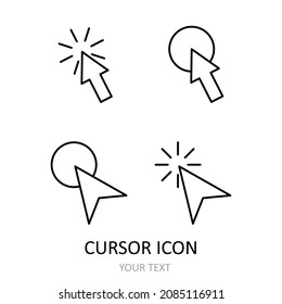 Vector illustration with cursor icons. Outline drawing. 