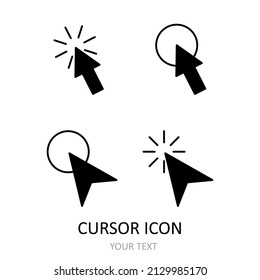 Vector illustration with cursor icons. Outline drawing. 