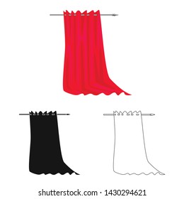 Vector illustration of curtain and silk sign. Set of curtain and drape stock symbol for web.